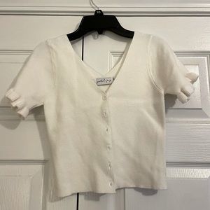 petal & pup ruffle sleeve sweater crop top